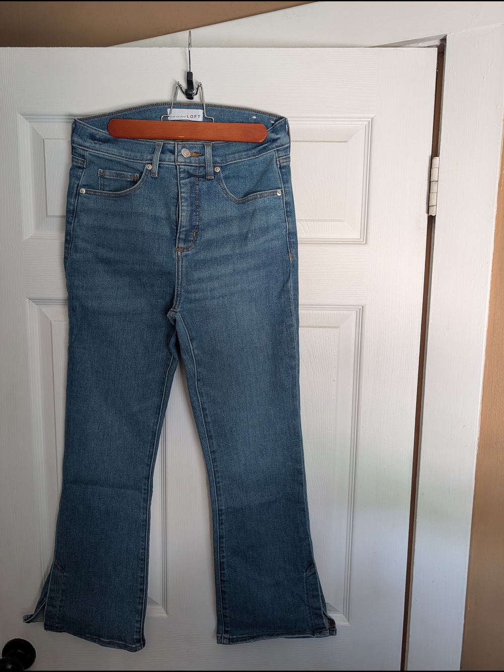 LOFT Blue Flared Jeans with Subtle Fade